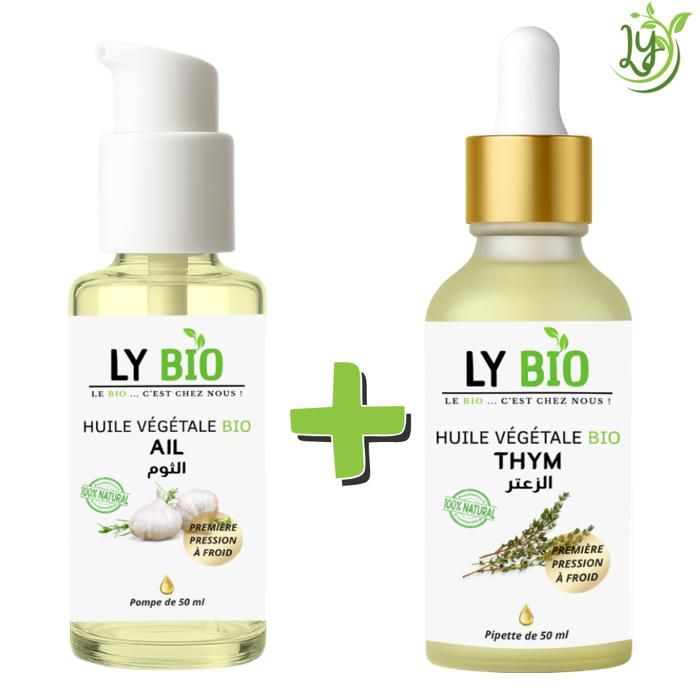 LYBIO PACK HUILE AIL 50ML - POMPE + HUILE THYM 50ML - PIPETTE