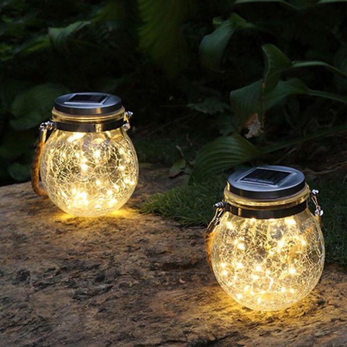 Lampe solaire - Noname - Lot de 2 - Verre fissuré - Fil de cuivre - Énergie solaire