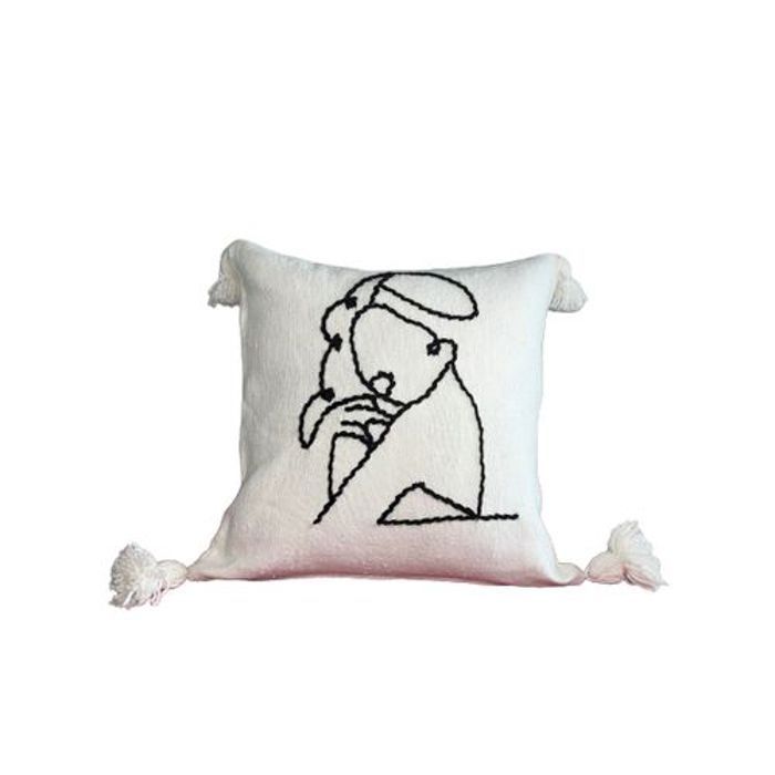 zeeparis Coussin décoratif fait main blanc