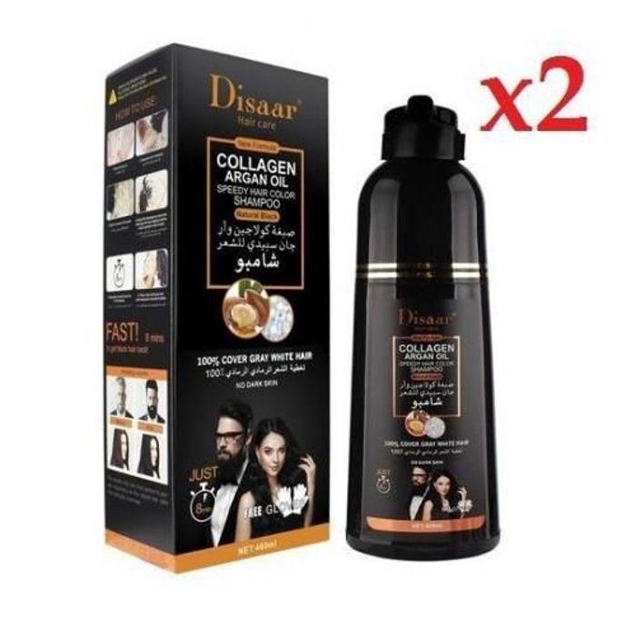 Shampoing - Disaar - Pack 2 - Huile d'Argan - Réparation rapide - Cheveux gris et noirs