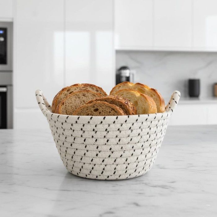 Panier à Pain - AYA HOME - Coton Tressé - Élégant - Beige - 10x9 cm