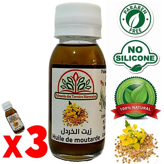 Huile végétale de moutarde (soins capillaires, antichute, pellicules) 180ml