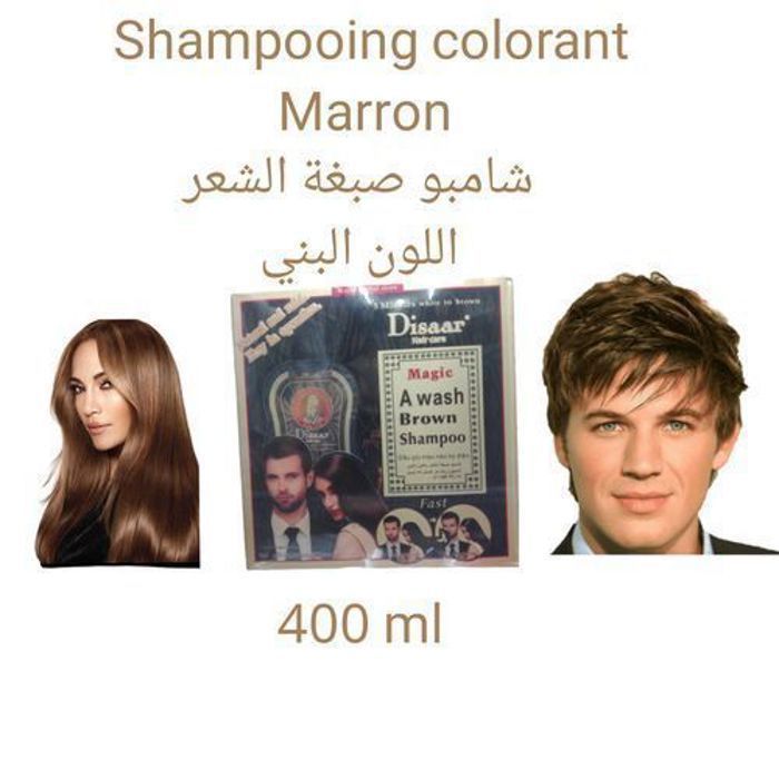 Disaar Shampoing naturel colorant pour cheveux blancs /colorant marron /Hommes & Femmes /400 ml