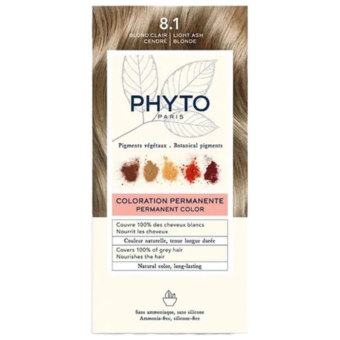 Coloration Permanente - PHYTO - 8.1 - Blond Clair Cendré - Sans Ammoniaque - Pour Tous Types de Cheveux