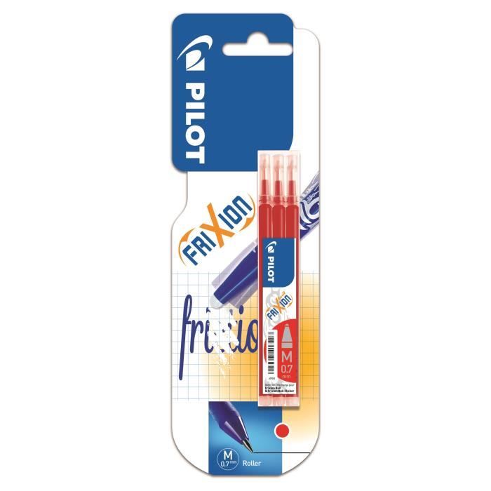 Recharge Frixion Ball - PILOT - 3 recharges - Pointe Moyenne - Encre Rouge - Effaçable