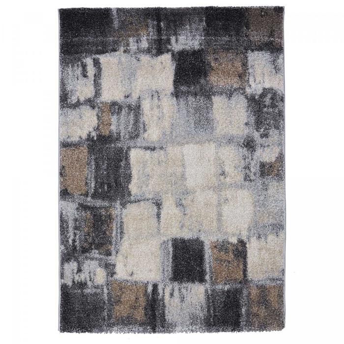 tapis chambre 80x150 tissé gris rectangle motif géométrique ELEGANT 04