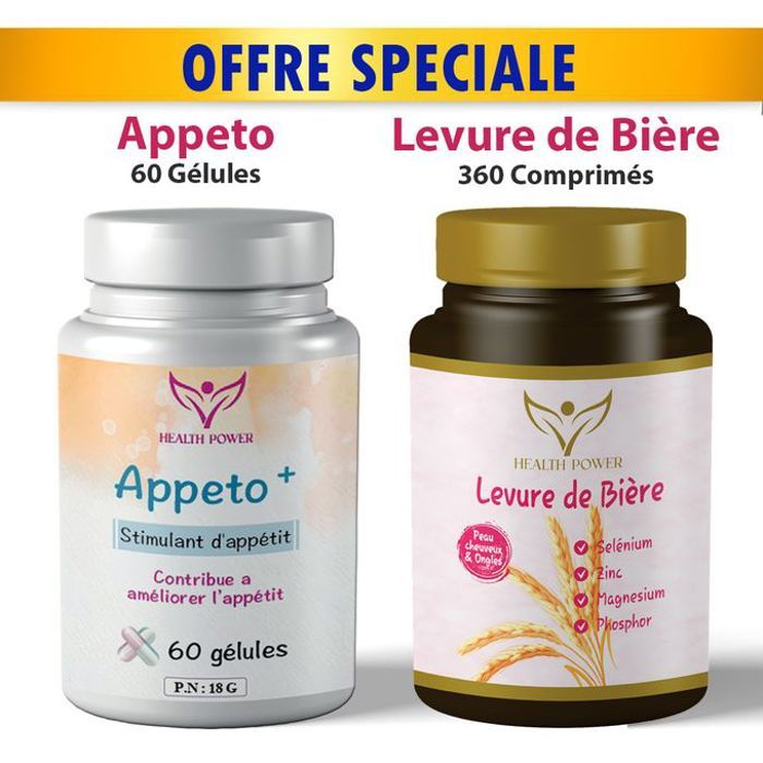 PACK = Appeto 60 gélules + Levure de Bière 360 Comprimés 400 mg