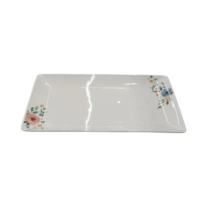 ASSIETTE PLATE RECTANGULAIRE EN PORCELAINEELAINE DECOREE M 30