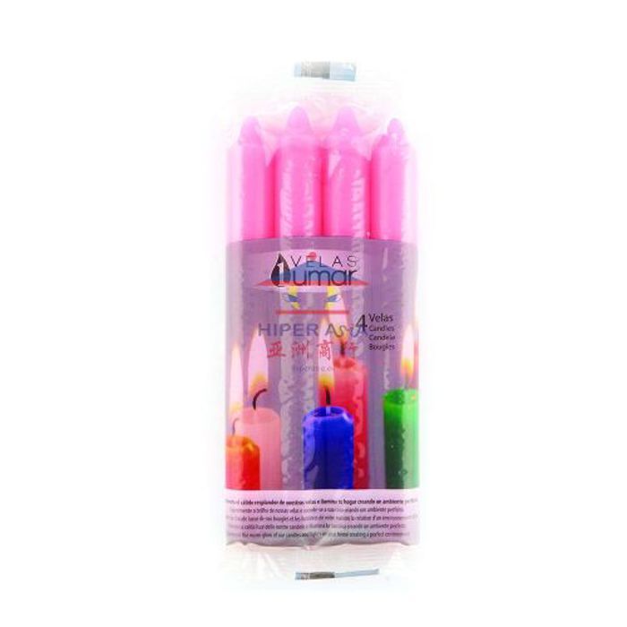 Velas lumar pack de 4 bougies cylindriques rose