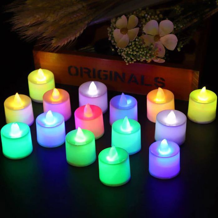 Pack de 4 bougies LED, lampe de nuit à piles, couleurs changent automatiquement