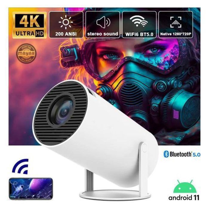 Vidéoprojecteur Portable - HY300 - 4K - Android 11.0 - WiFi 6 - Bluetooth 5.0