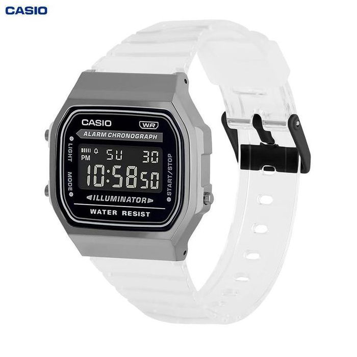 Casio Montre Unisex homme femme Bracelet en résine transparente Cadran carré classique Étanche-a168xes-1bdf