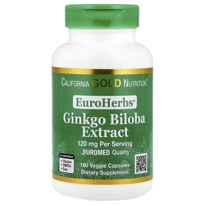 EuroHerbs®, Ginkgo Biloba Extract, Euromed Quality, 120 mg, 180 Veggie Capsules