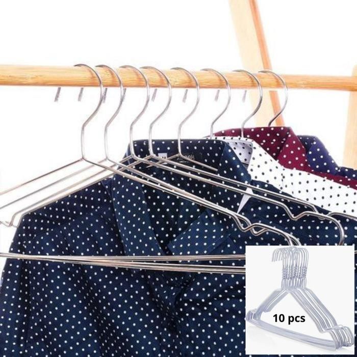 10pcs-Cintre en acier inoxydable porte vêtement