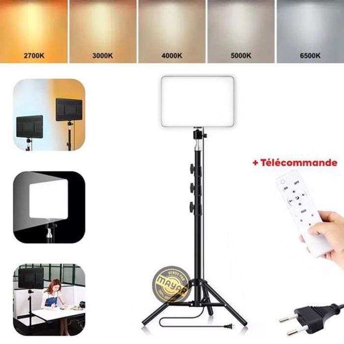 Panneau Éclairage Polyvalent avec Télécommande Lampe 2700K-6500K