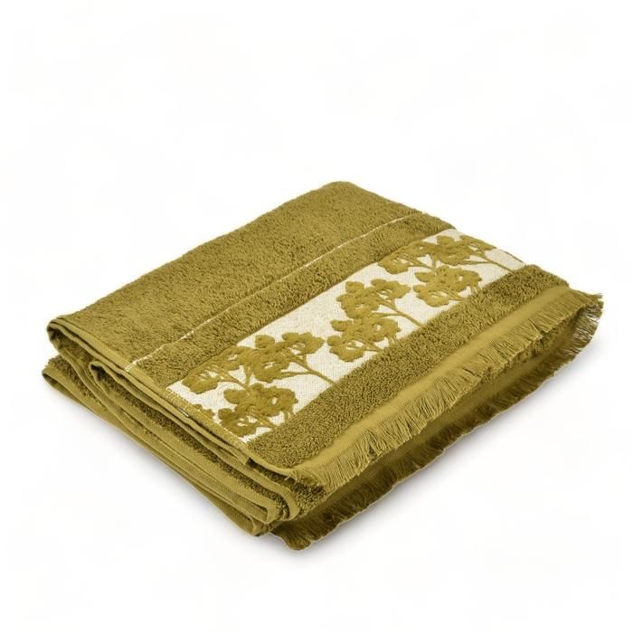 DRAP DOUCHE JACQUARD 70X140 VERT FLORALIA