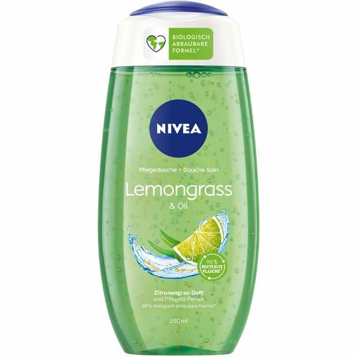 Gel douche - NIVEA - Lemongrass & Oil - 250ml - Sans alcool - Parfum rafraîchissant