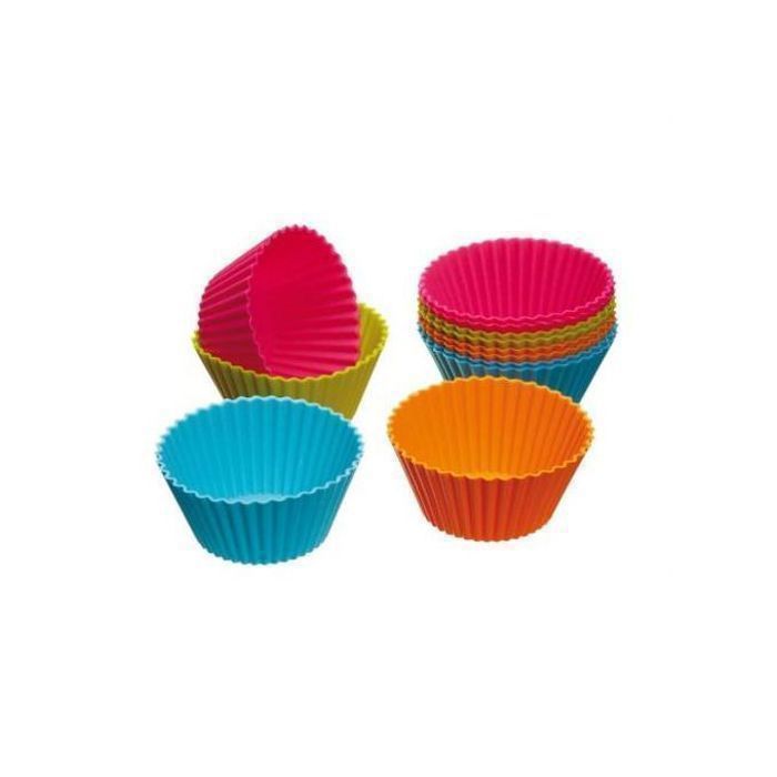 Moules de Cuisson - Colorworks - Cupcakes en Silicone - 12 pièces - Multicolore - Résistants à la chaleur