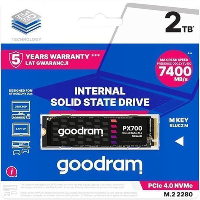 Goodram SSD M.2 NVME 2TB PX700 2280 PCIe Gen 4x4 (7400MB/s)