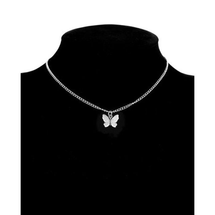 Fashion Collier femme Chaîne pendentif Papillon Argenté
