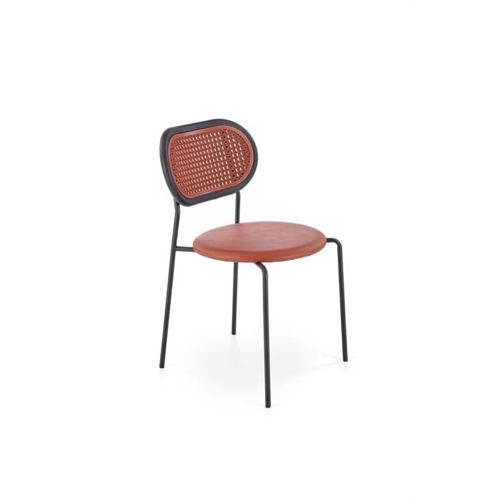 Chaise de salle à manger - LUNA - Rouge - Cuir écologique - Design contemporain - Empilable