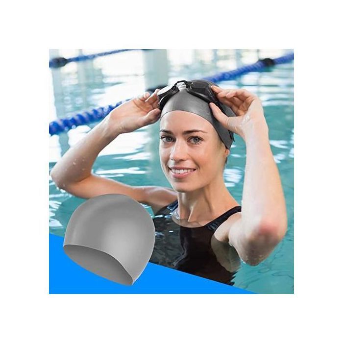 Bonnet de natation en silicone Imperméable Bonnet de Piscine & Sports GRIS