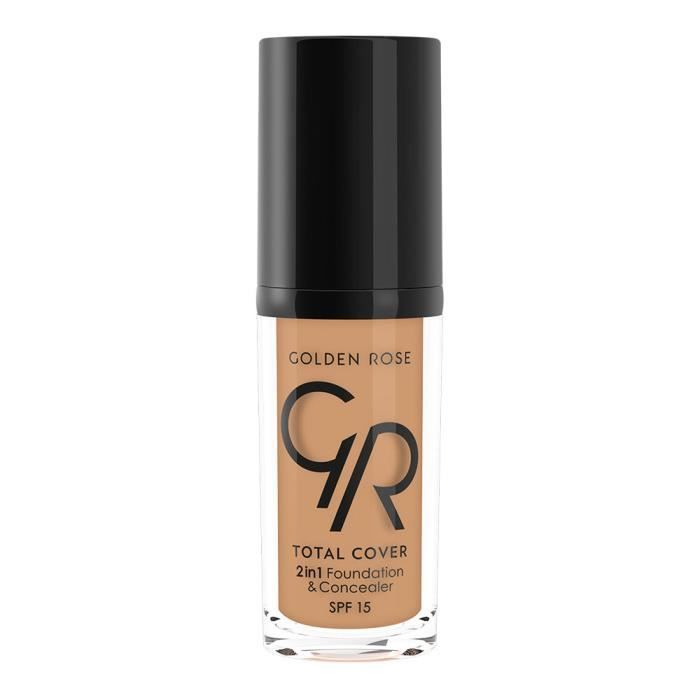 Fond de teint 2 en 1 - Total Cover - N17 Golden Beige Foncée - 30 ml - Tous types de peau