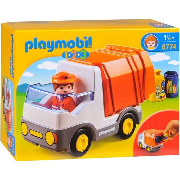 Camion poubelle PLAYMOBIL 1.2.3 - PLAYMOBIL 6774 - Mixte - A partir de 18 mois