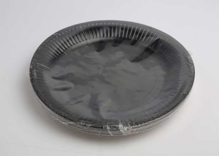 Assiettes en carton - Noir - 23 cm - Lot de 20 - Recyclables - Étanches
