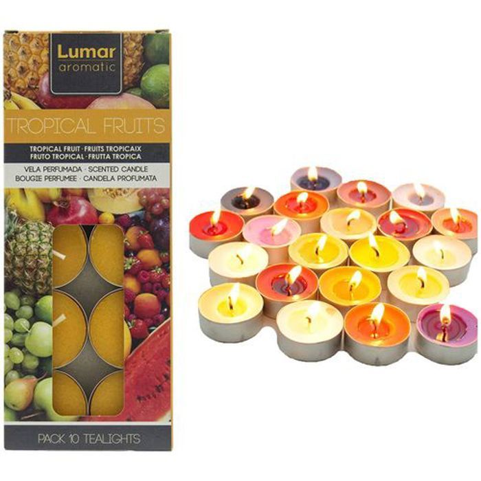 Lumar aromatic pack de 10 bougies chauffe // plat parfum tropical fruit