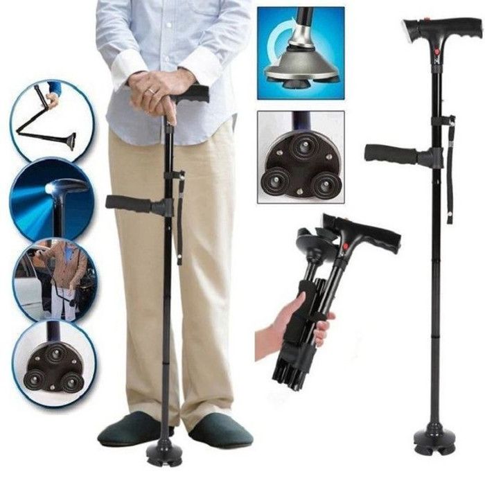 Bâton de marche - Non spécifié - Pliable - Éclairé - Autoportant - Mixte