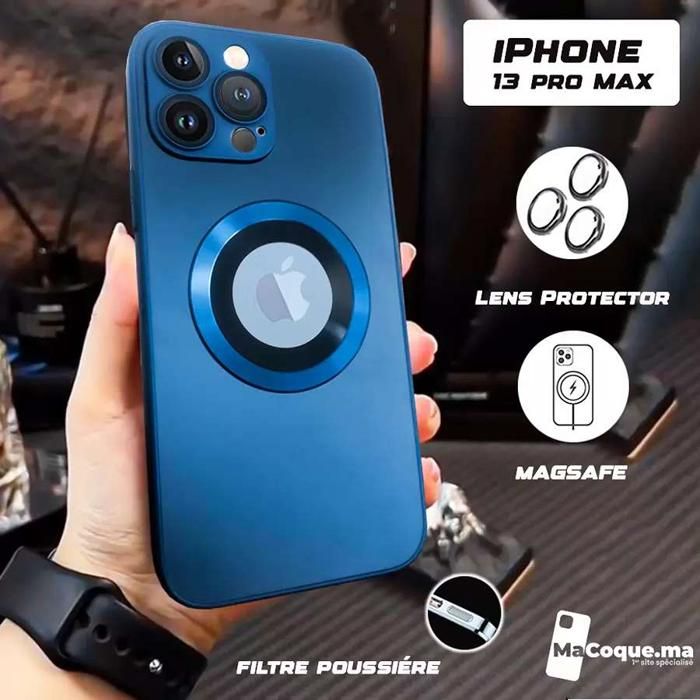 Navy Blue Coque iPhone 13 PRO MAX Magnétique/Magsafe/LENS Protector/Filtre Poussière/Galvanisée