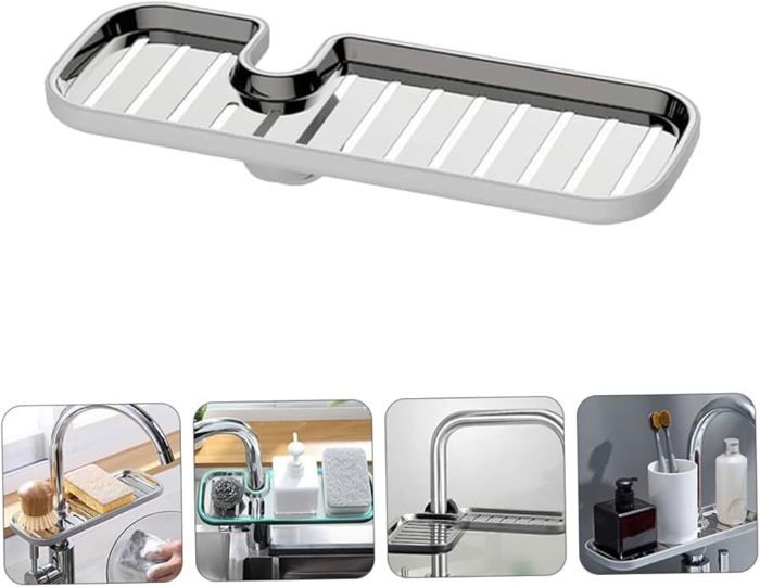 Support de robinet Garneck Porte-éponge Panier de douche Organisateur d'évier de cuisine Support de rangement d'évier