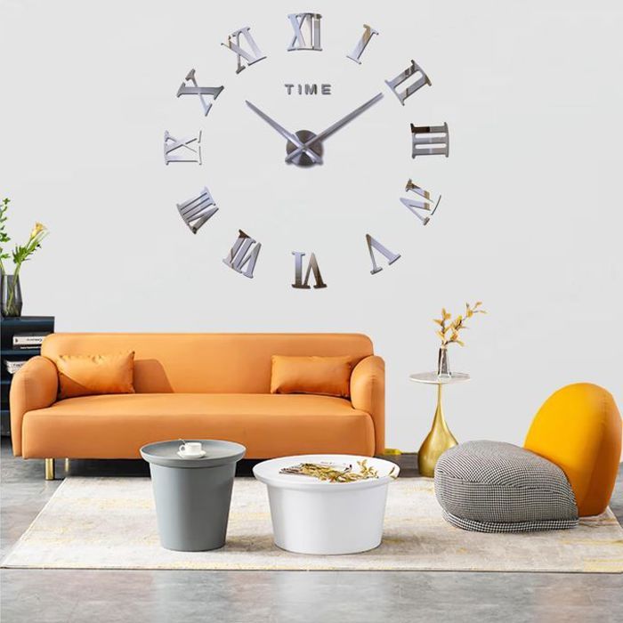 Horloge Murale - DIY - 3D Autocollante - Design Moderne - Grand Diamètre 150 cm - Intérieur