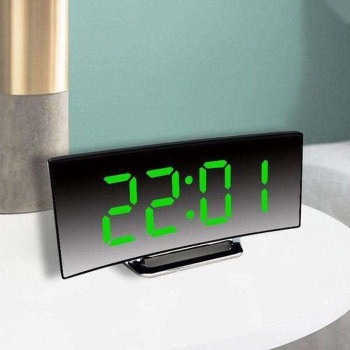 Réveil Numérique Miroir Sans Bruit Recharge USB écran LED