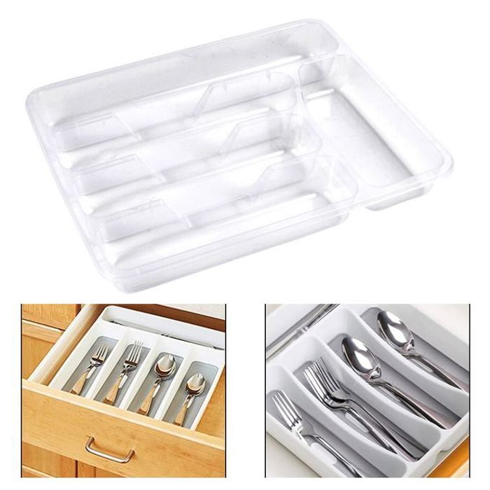 Organisateur couteaux et cuillères transparent en plastique