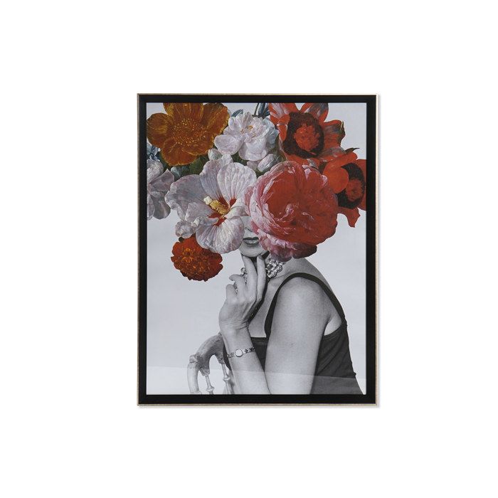 FEMME Multicolore Tableau encadré en toile et verre 64 x 3 x 84 cm