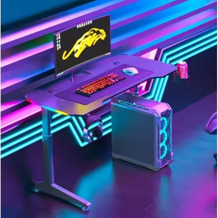 Table de Gaming - RGB - 1.4m - Réglable en 3 hauteurs - Éclairage multicolore - Design contemporain