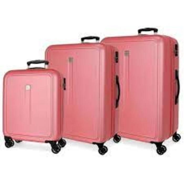 Ensemble de 3 valises - JOUMMA BAGS - TROLLEY MOVOM - Rose - 4 roulettes - Cadenas TSA