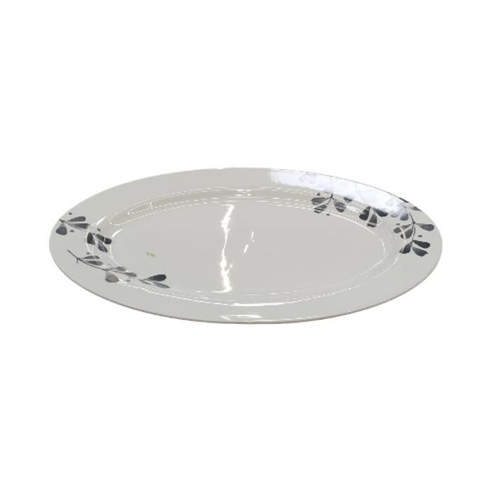ASSIETTE PLATE OVALE EN PORCELAINE AVEC DECO (M) 35,5*2
