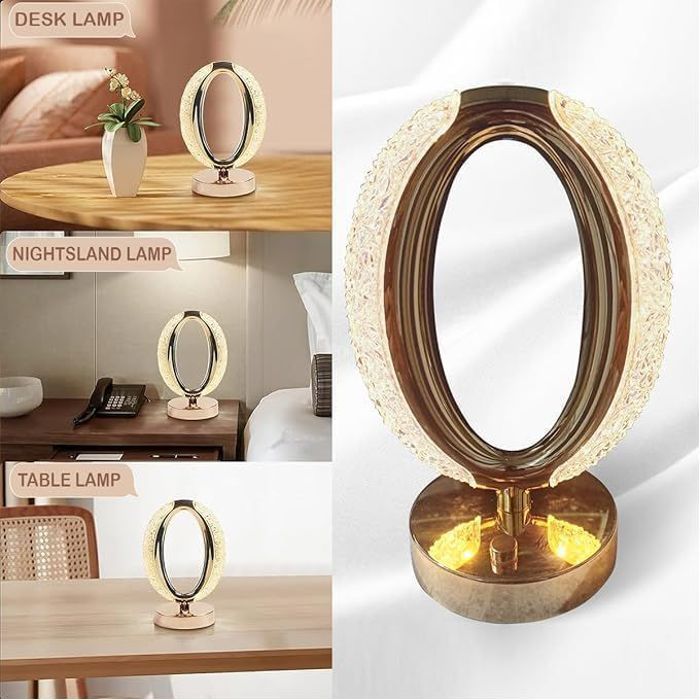 Lampe de table en cristal avec commande tactile, veilleuse pour la décoration et une ambiance élégante.