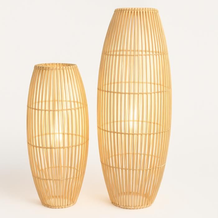 Lampe décoratif en rotin naturel – Structure métal et finition raphia_deux tailles.