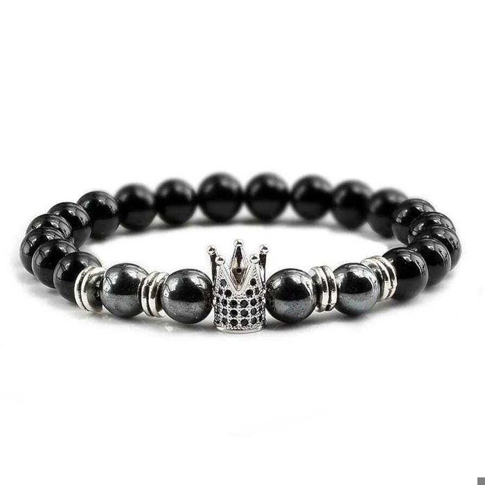 Bracelet - GENERIC - 8mm - Pierre naturelle - Unisexe - Couronne élégante