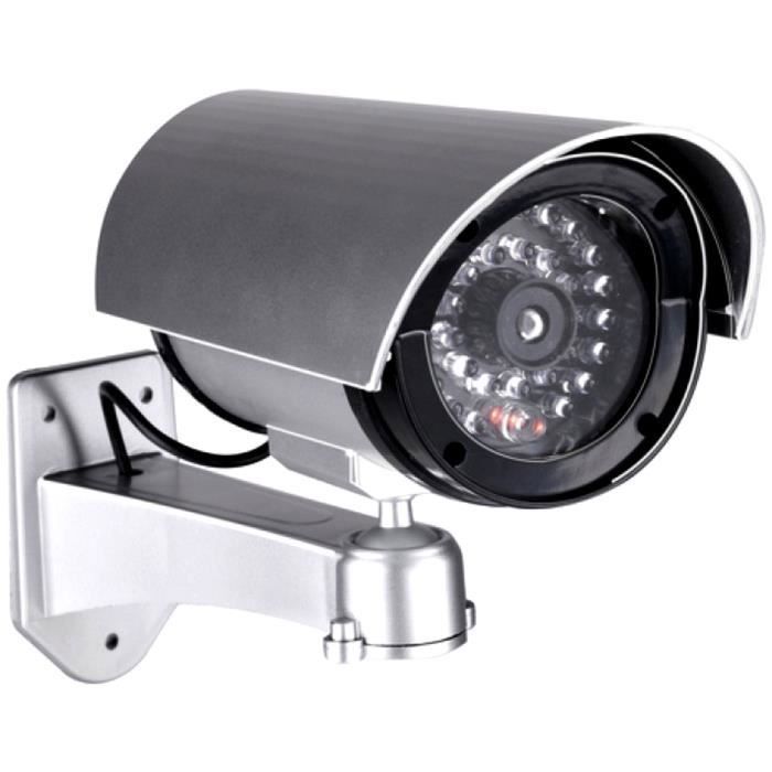 Caméra factice LED extérieure murale gris sécurité GUIZMAX - Caméra factice - Plastique - 2xAA - Non inclus