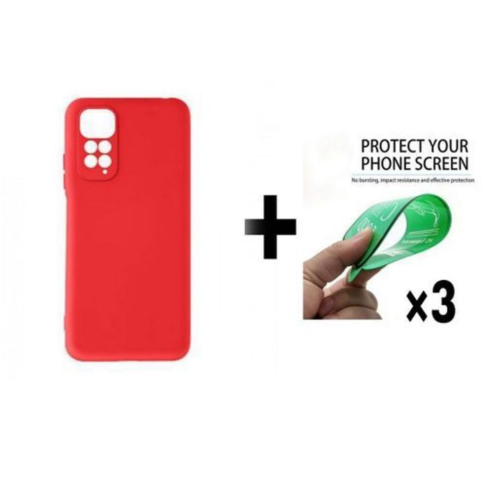 Coque et protection d'écran - GÉNÉRIQUE - Xiaomi Poco M4 Pro 4G - Silicone Souple - Rouge - Résistant aux chocs