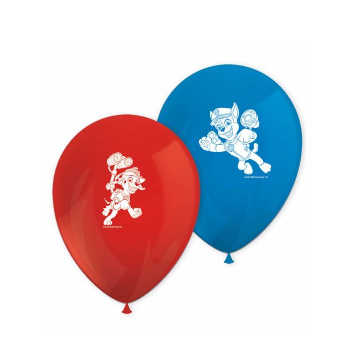 8 x Ballons Latex PAT PATROUILLE Paw Patrol Rouge/Bleu ANNIVERSAIRE