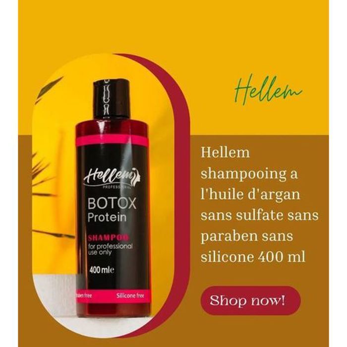 Hellem Shampoing a l'huile d'argan sans sulfate sans paraben sans silicone 400 ml