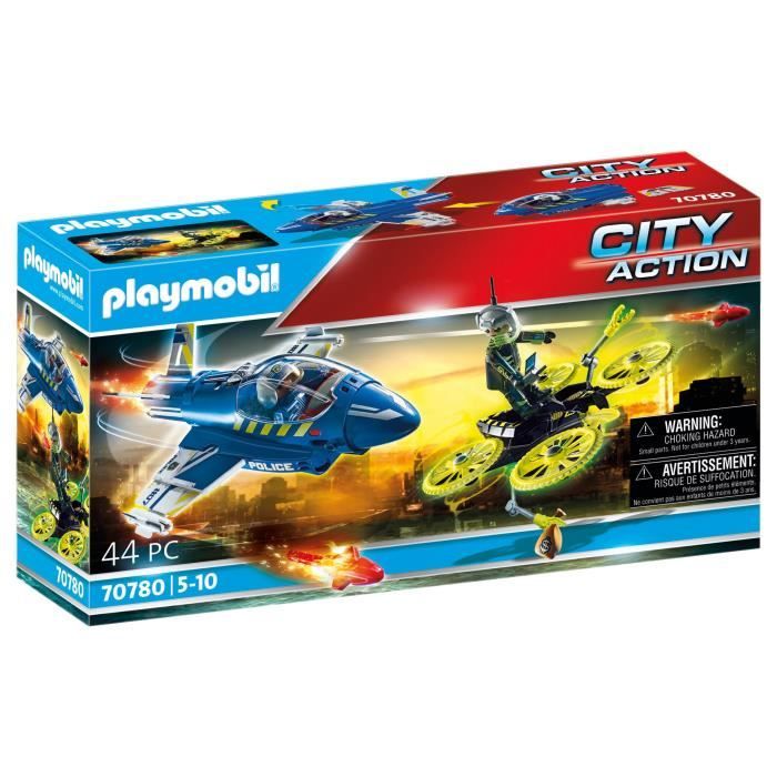 PLAYMOBIL - 70780 - Jet de police et drone - Multicolore - Bleu - Playmobil City Action