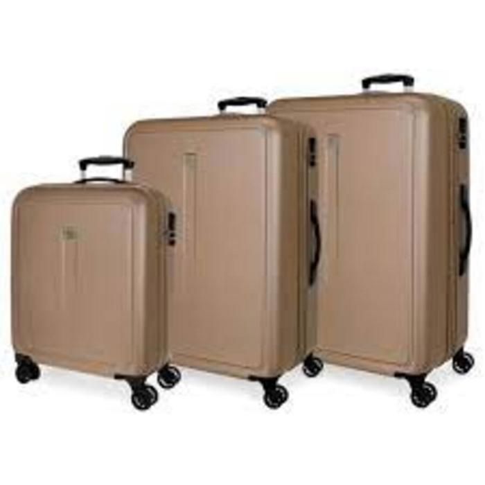 Ensemble de 3 valises - MOVOM - Champagne - Coque rigide - 4 roulettes - Cadenas TSA