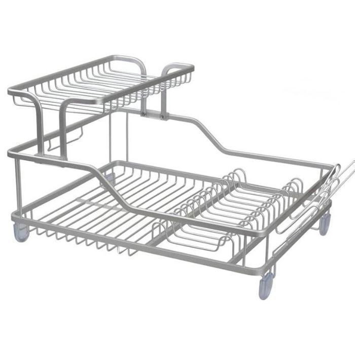 EGOUTTOIR VAISSELLE EN ALUMINIUM plus PLATEAU CHROME 50,5X35X27,5 CM